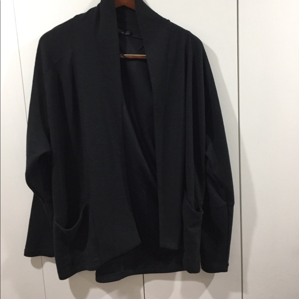 Prana black wrap cardigan- size M- small hole (read condition)